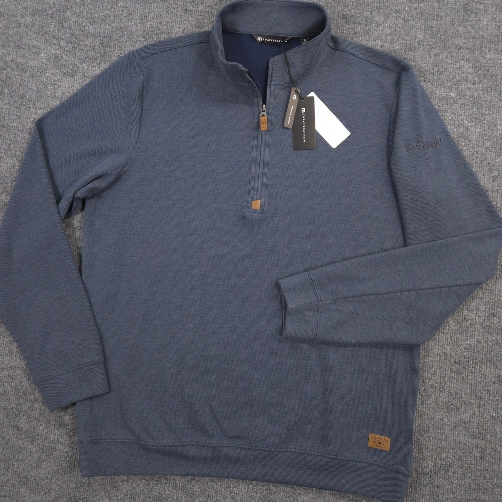 Travis Mathew Cloud Sweater 1/4 Zip Mens Large Heather Navy Pullover Preppy NEW